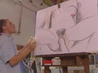 Aleman pintor fucks kaniya ginintuan ang buhok modelo. pangangamao