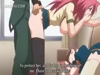 Merah jambu berambut anime diva faraj fucked terhadap yang dinding