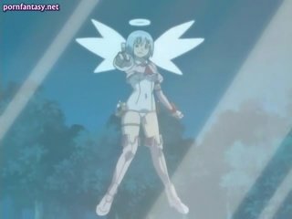 Anime eņģelis izpaužas sperma uz viņai mute