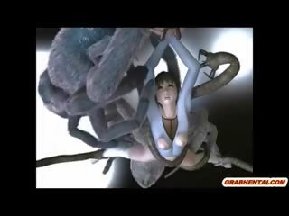 3d anime tutulan and brutally fucked by spider monsters