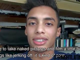 Perky young Latino has his first gay xxx clip