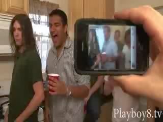 Bunch of sexually aroused girls playing beer pong game and group sex movie vid