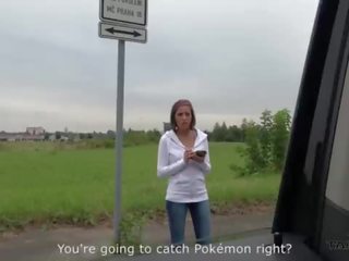 Excellent splendid pokemon hunter hot feature convinced to fuck stranger in driving van