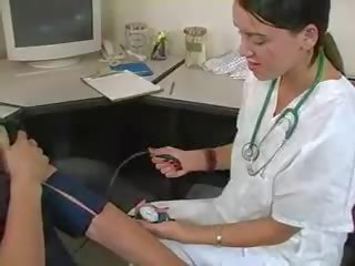 Female medico Measures His Stick mov